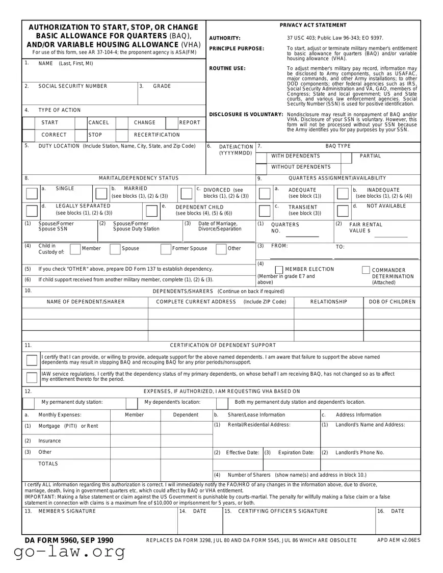 Download DA 5960 Form in PDF