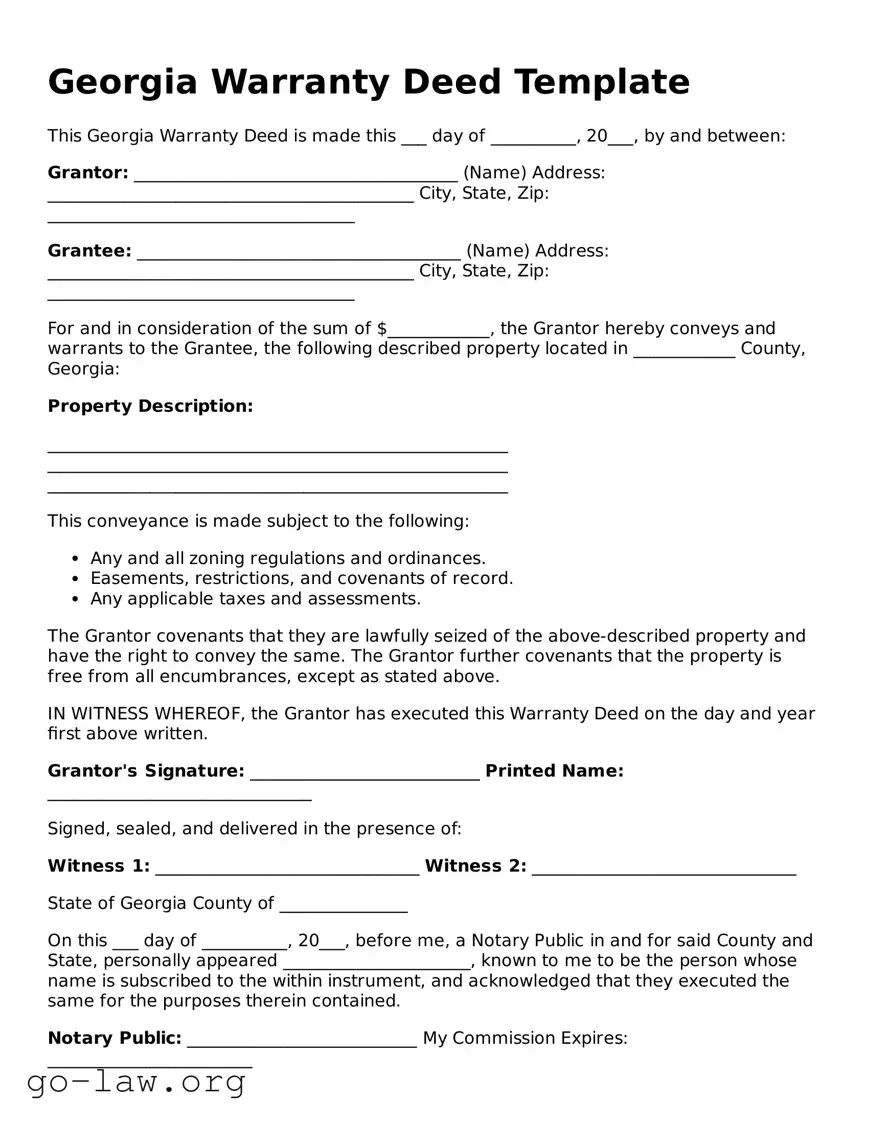 Fillable Georgia Deed Form