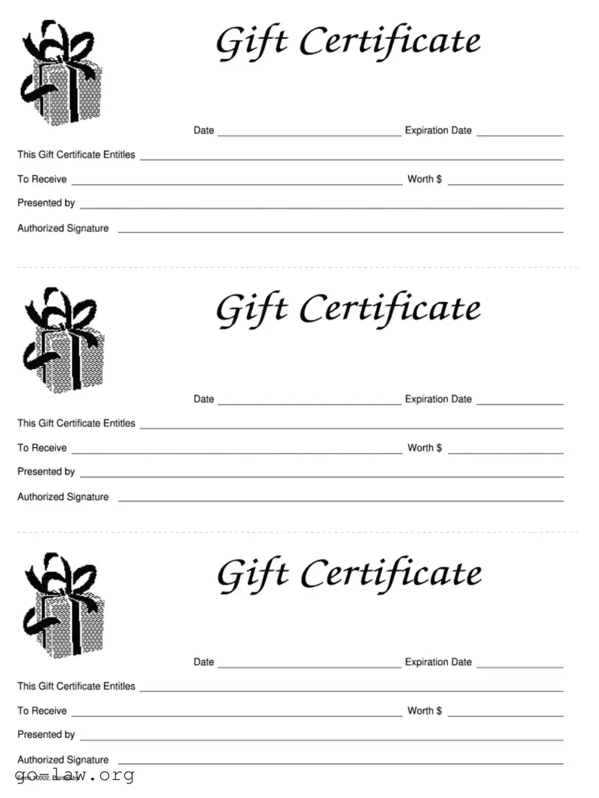 Download Gift Certificate Form in PDF