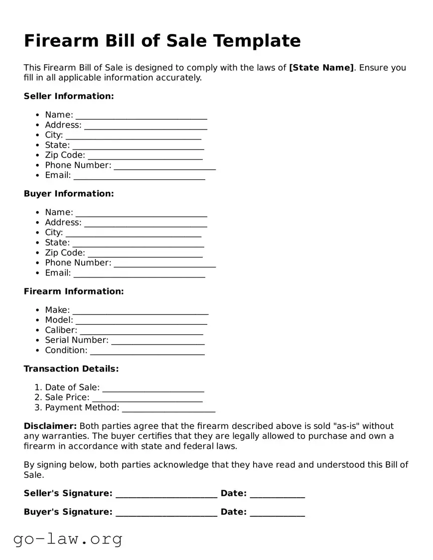 Blank Firearm Bill of Sale Template