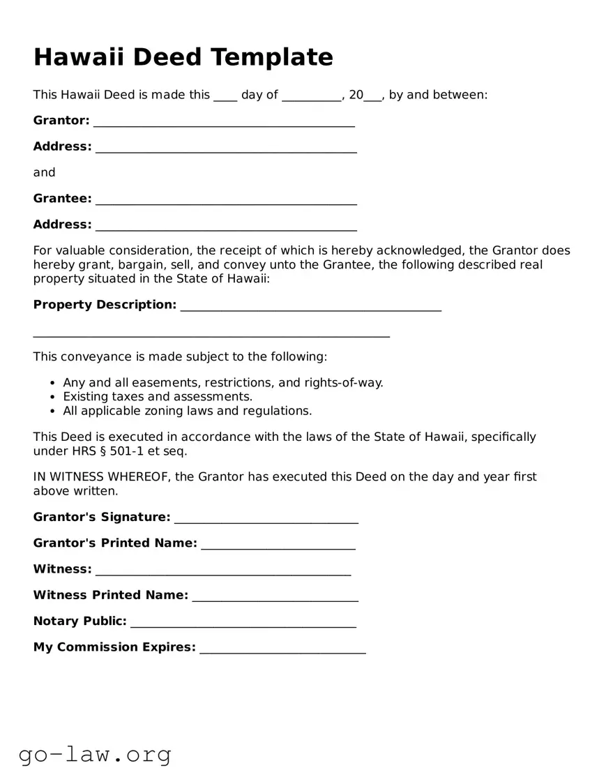 Fillable Hawaii Deed Form