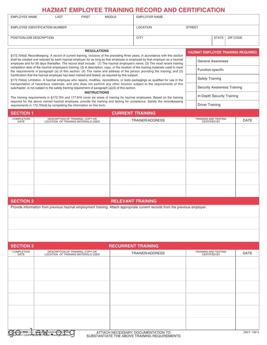 Download Hazmat Employee Training Record Form in PDF