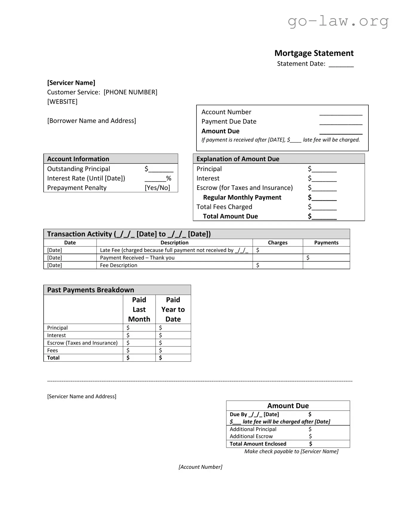 Download Mortgage Statement Form in PDF