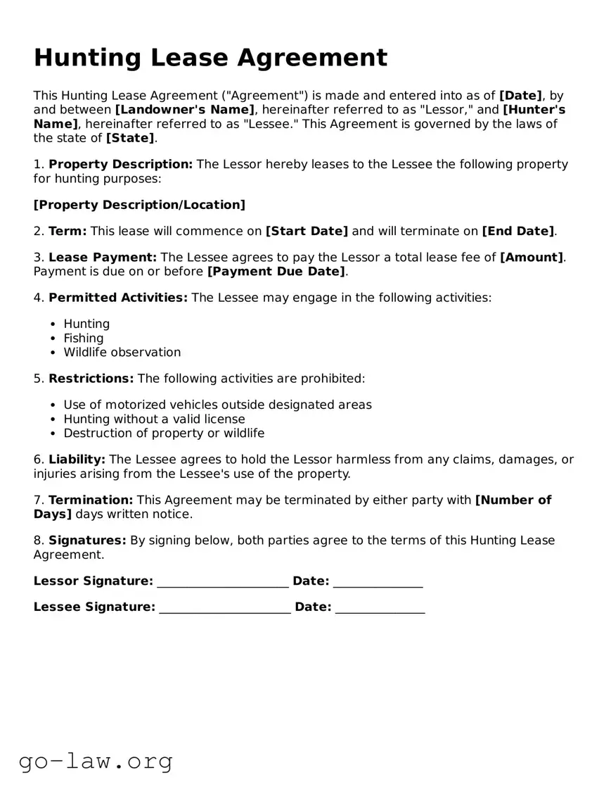 Blank Hunting Lease Agreement Template