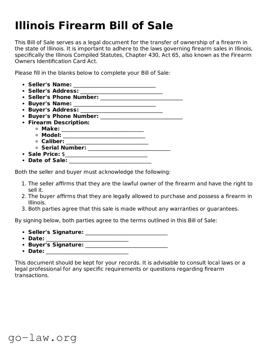 Fillable Illinois Firearm Bill of Sale Form