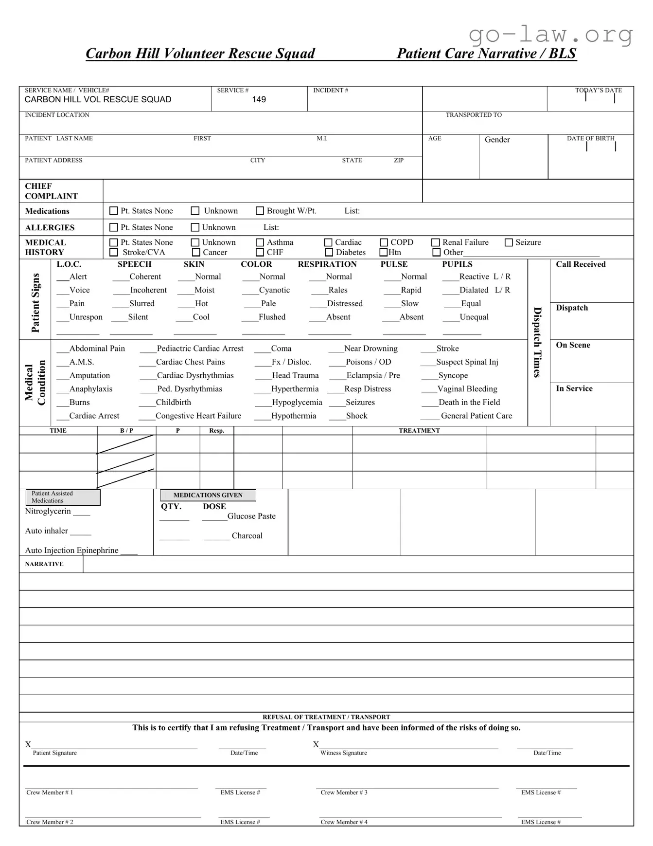 Download Patient Care Report Form in PDF