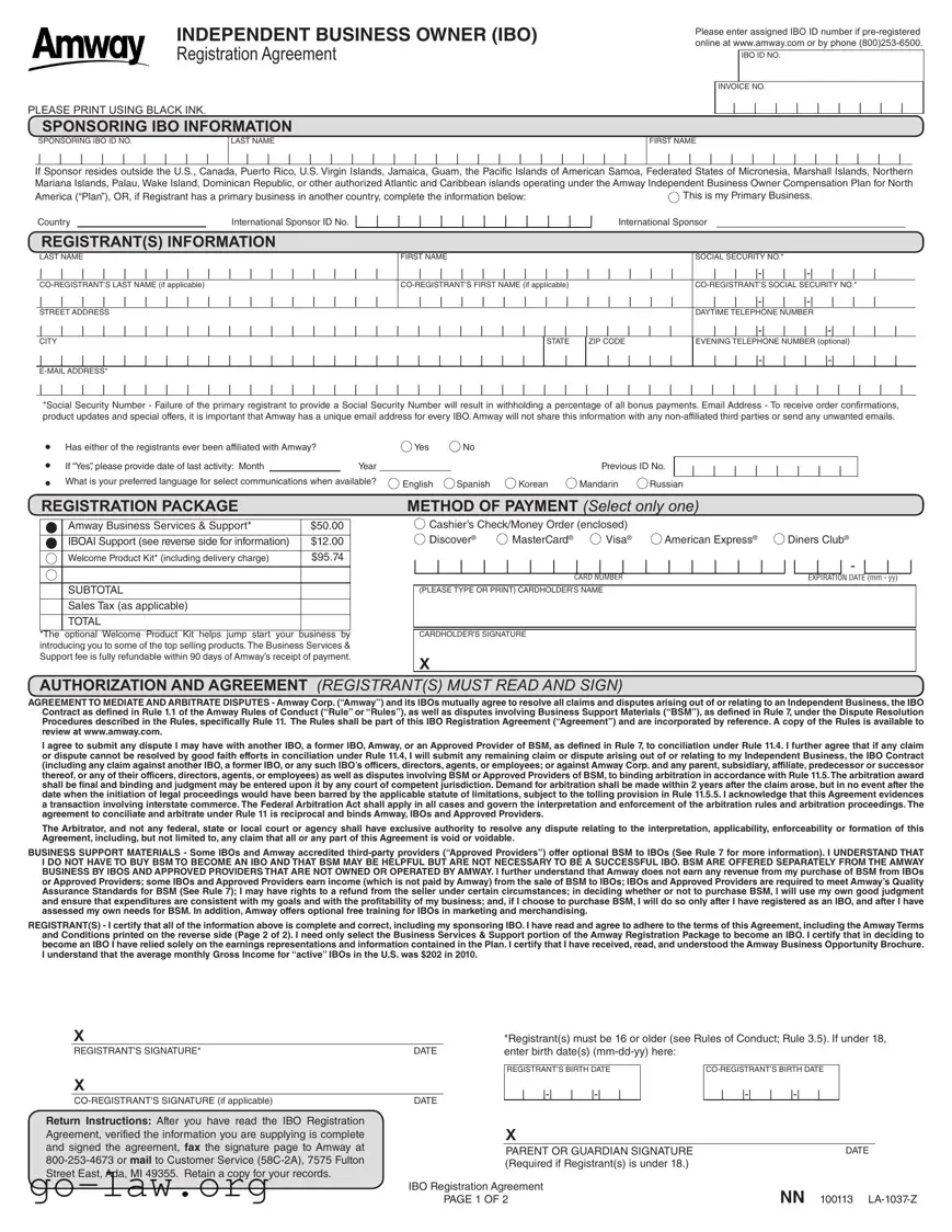 Download Amway Ibo Application Form in PDF
