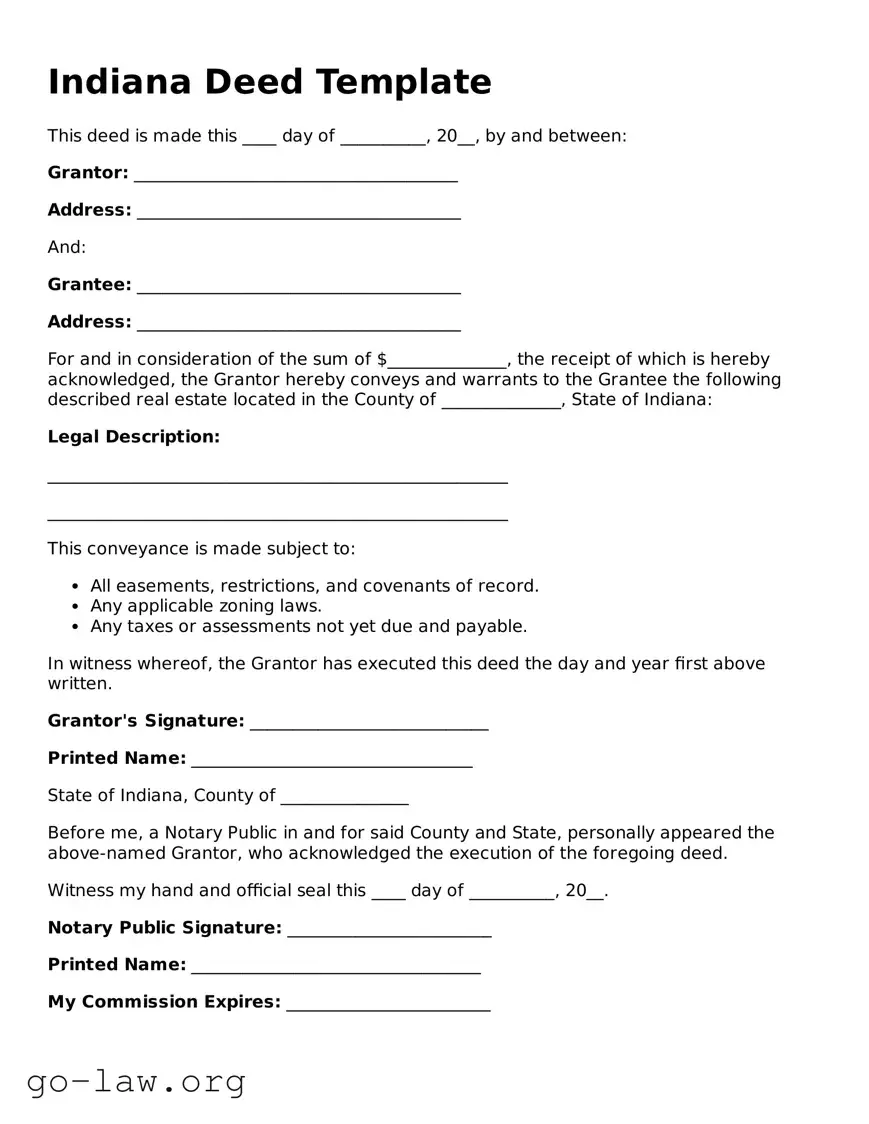 Fillable Indiana Deed Form