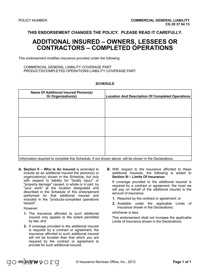 Download Additional Insured Form in PDF