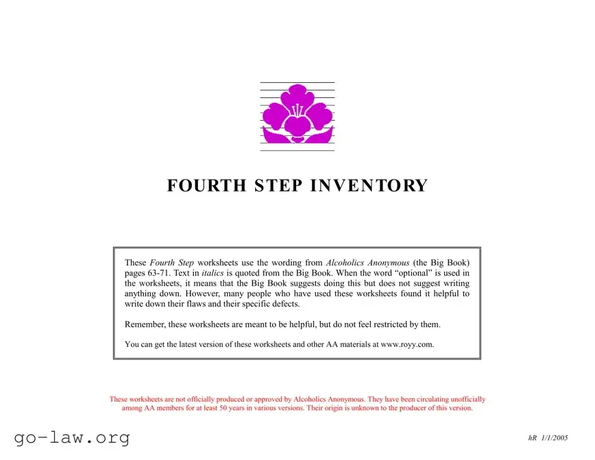 Download Fourth Step Inventory Form in PDF
