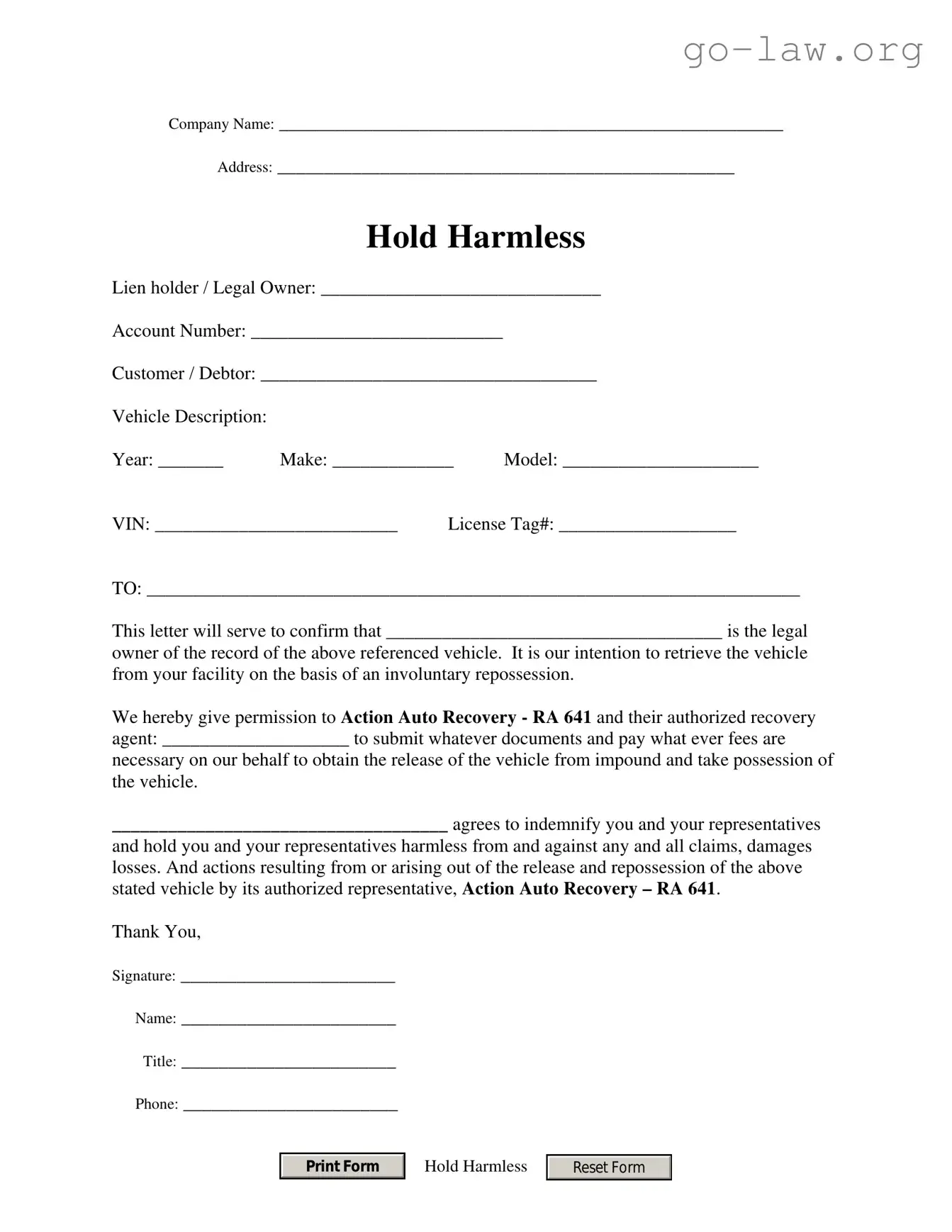 Download Repo Order Form in PDF