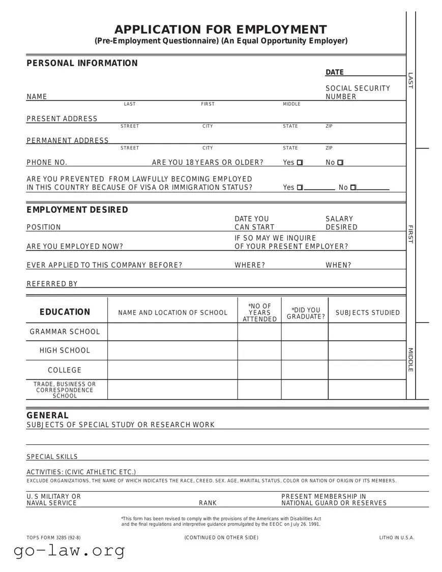 Download Employment Application Pdf Form in PDF