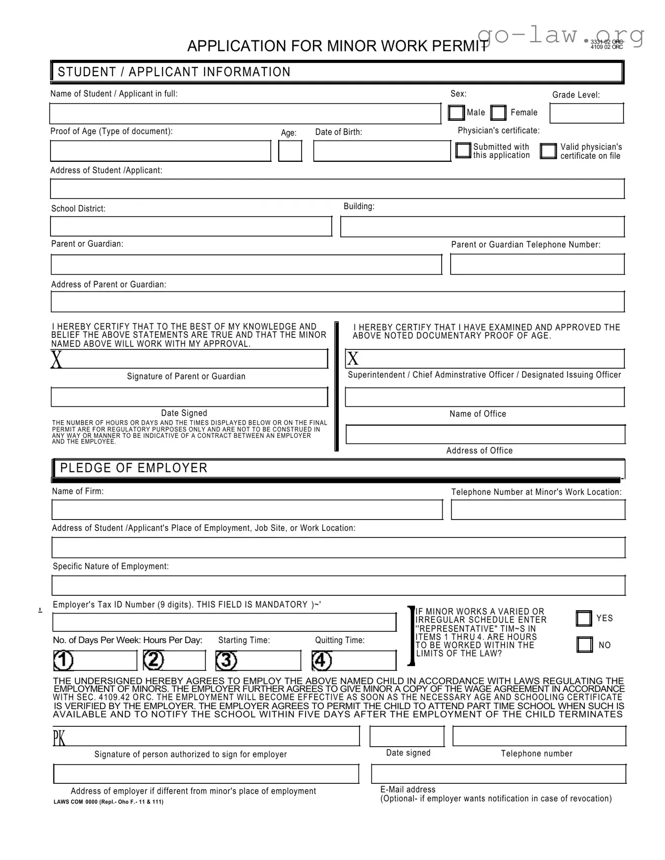 Download Work Permit Form in PDF