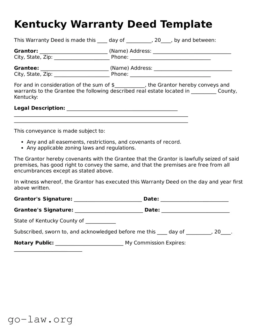 Fillable Kentucky Deed Form