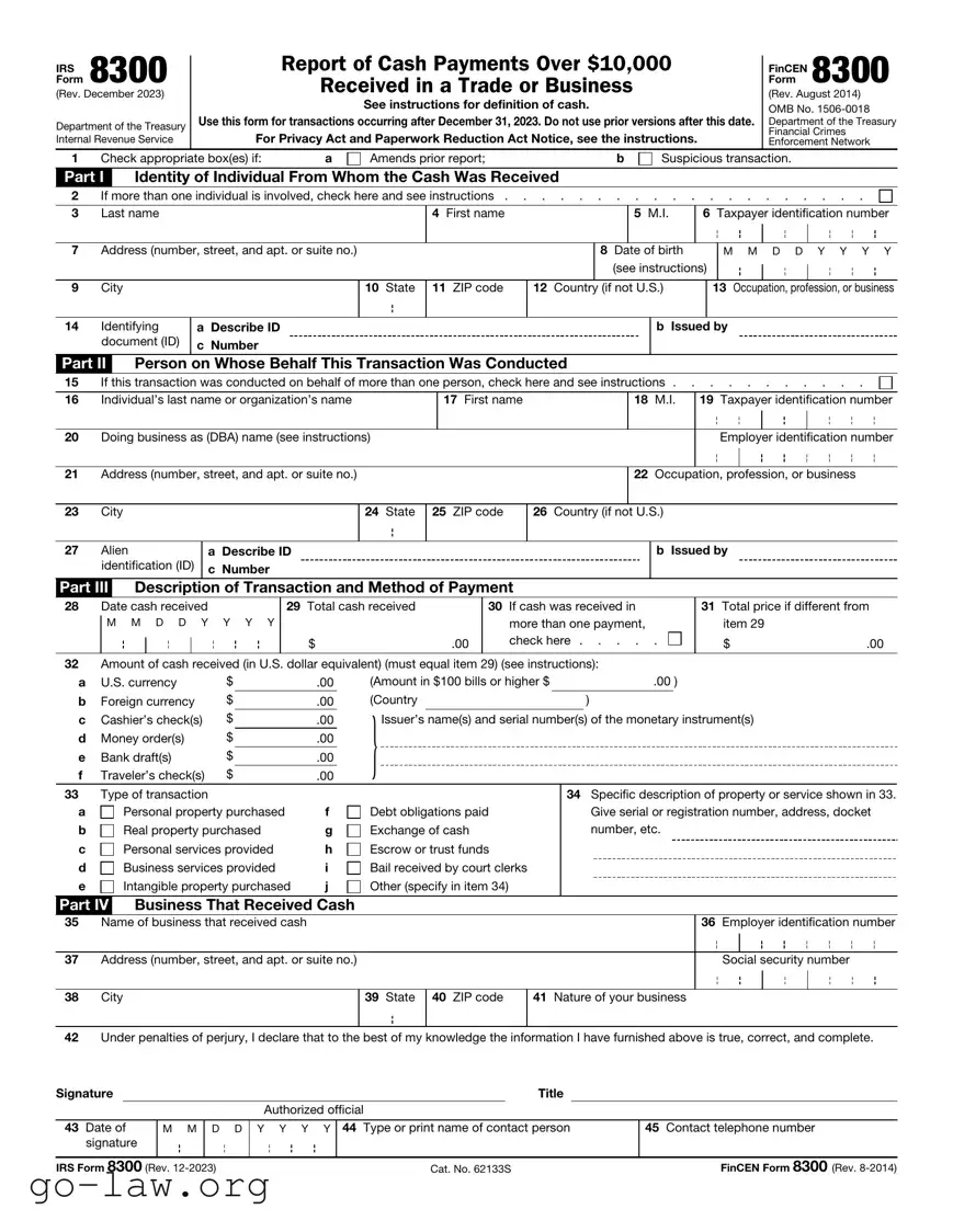 Download IRS 8300 Form in PDF