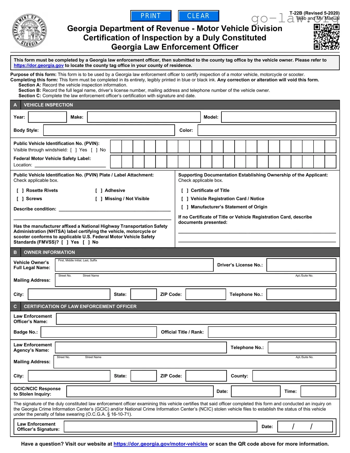 Download T 22B Georgia Form in PDF