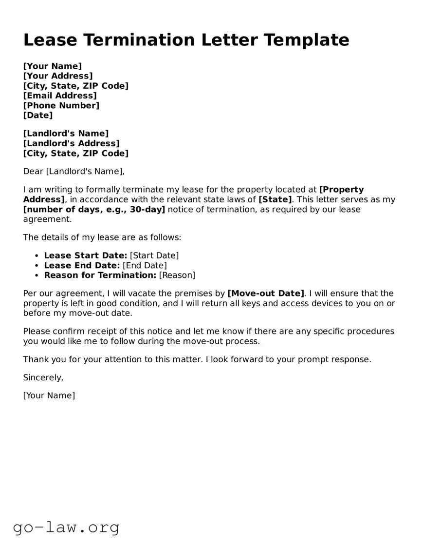Blank Lease Termination Letter Template