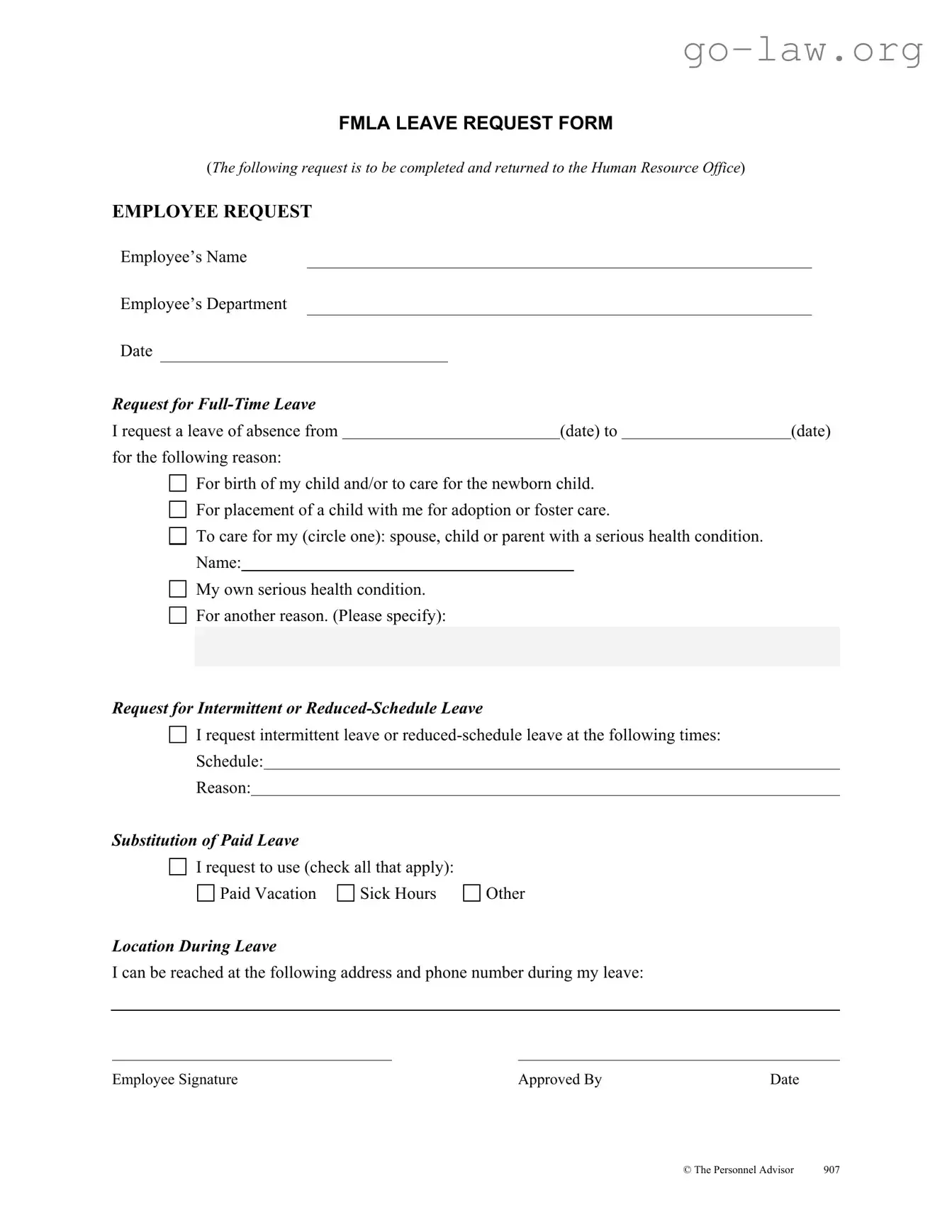Download Fmla Leave Form in PDF