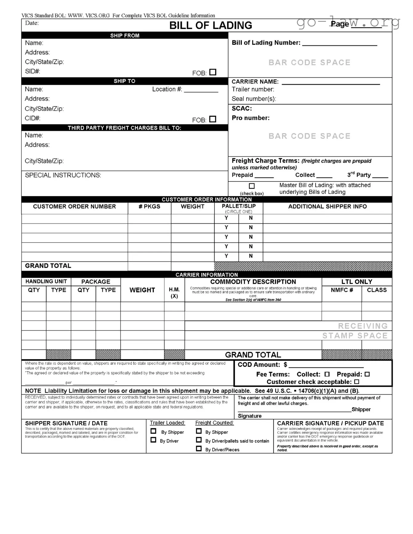 Download Vics Bol Form in PDF