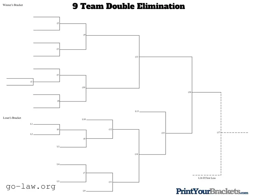 Download 9 Team Double Elimination Bracket Form in PDF