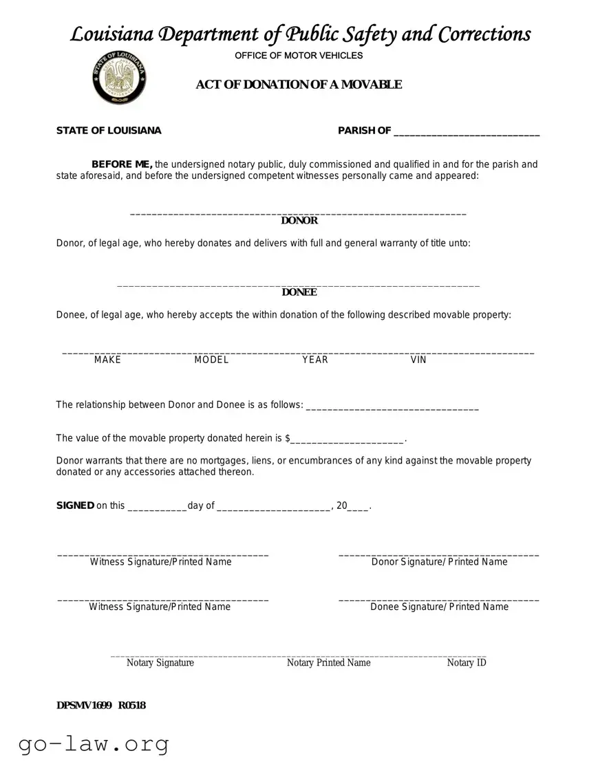 Download Louisiana act of donation Form in PDF