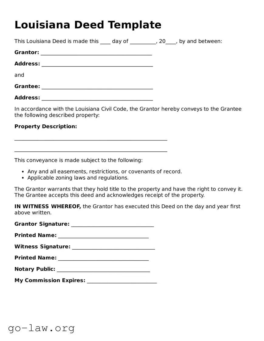 Fillable Louisiana Deed Form