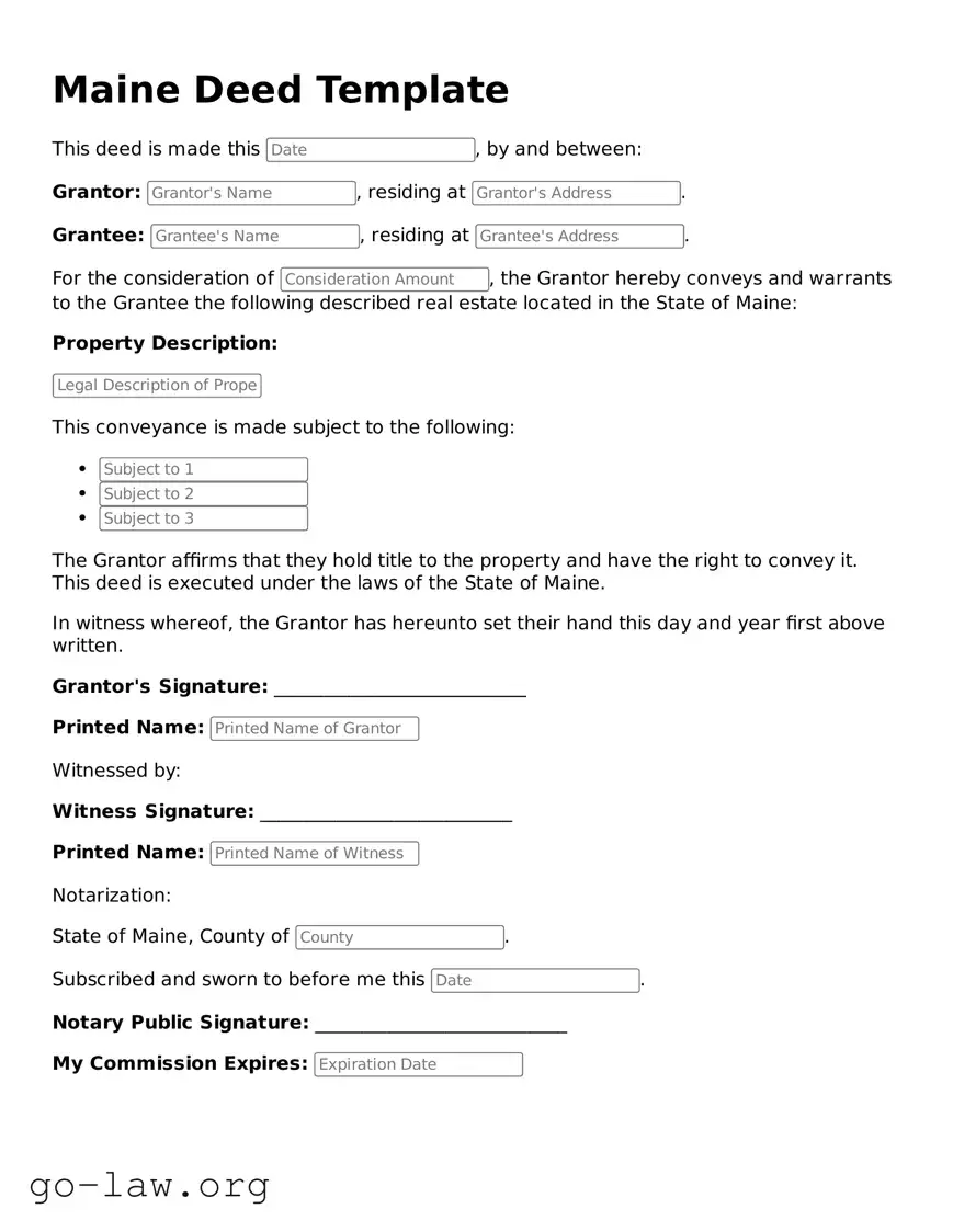 Fillable Maine Deed Form
