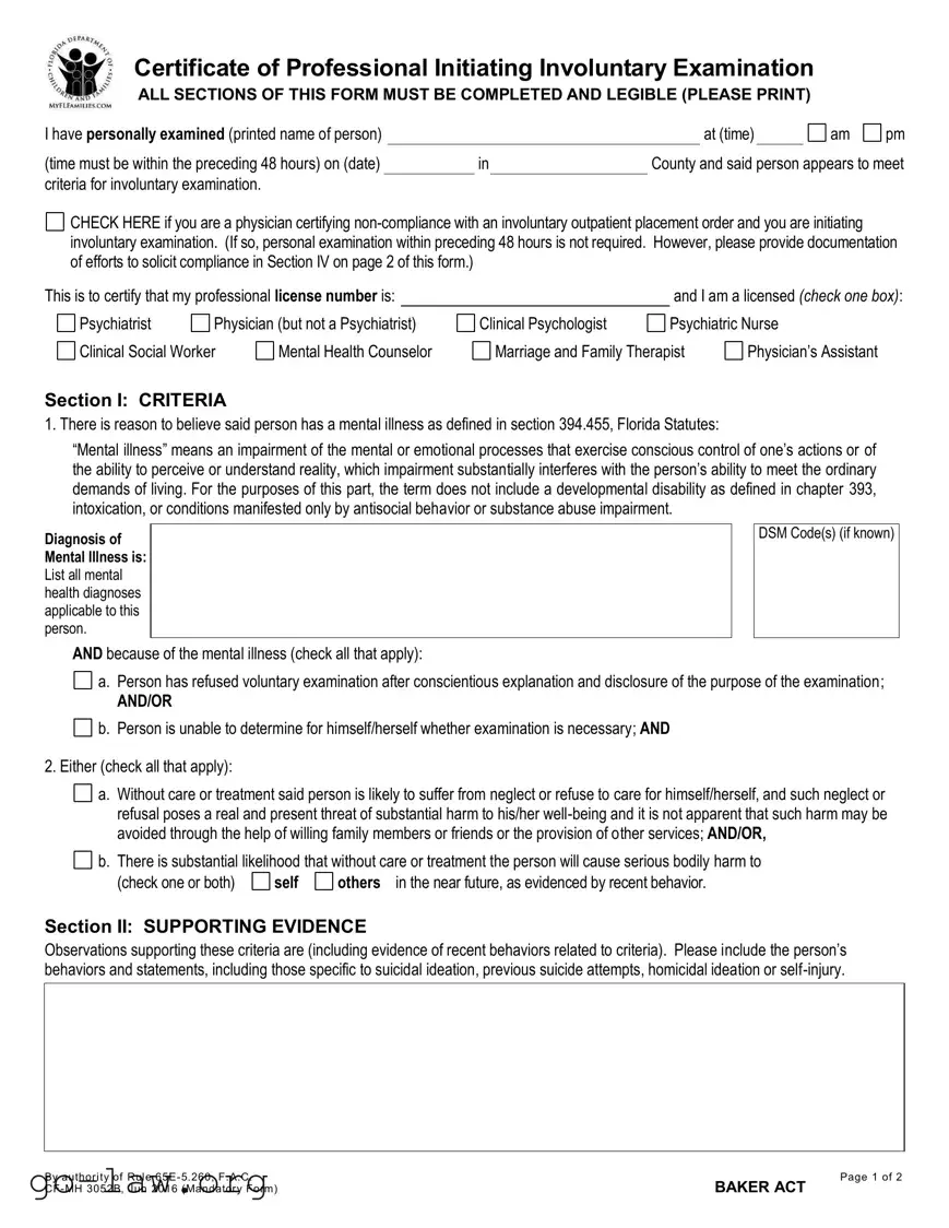 Download Baker Act Form in PDF