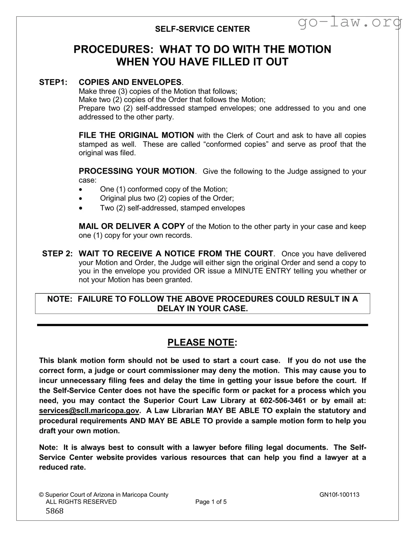 Download Motion Maricopa County Form in PDF