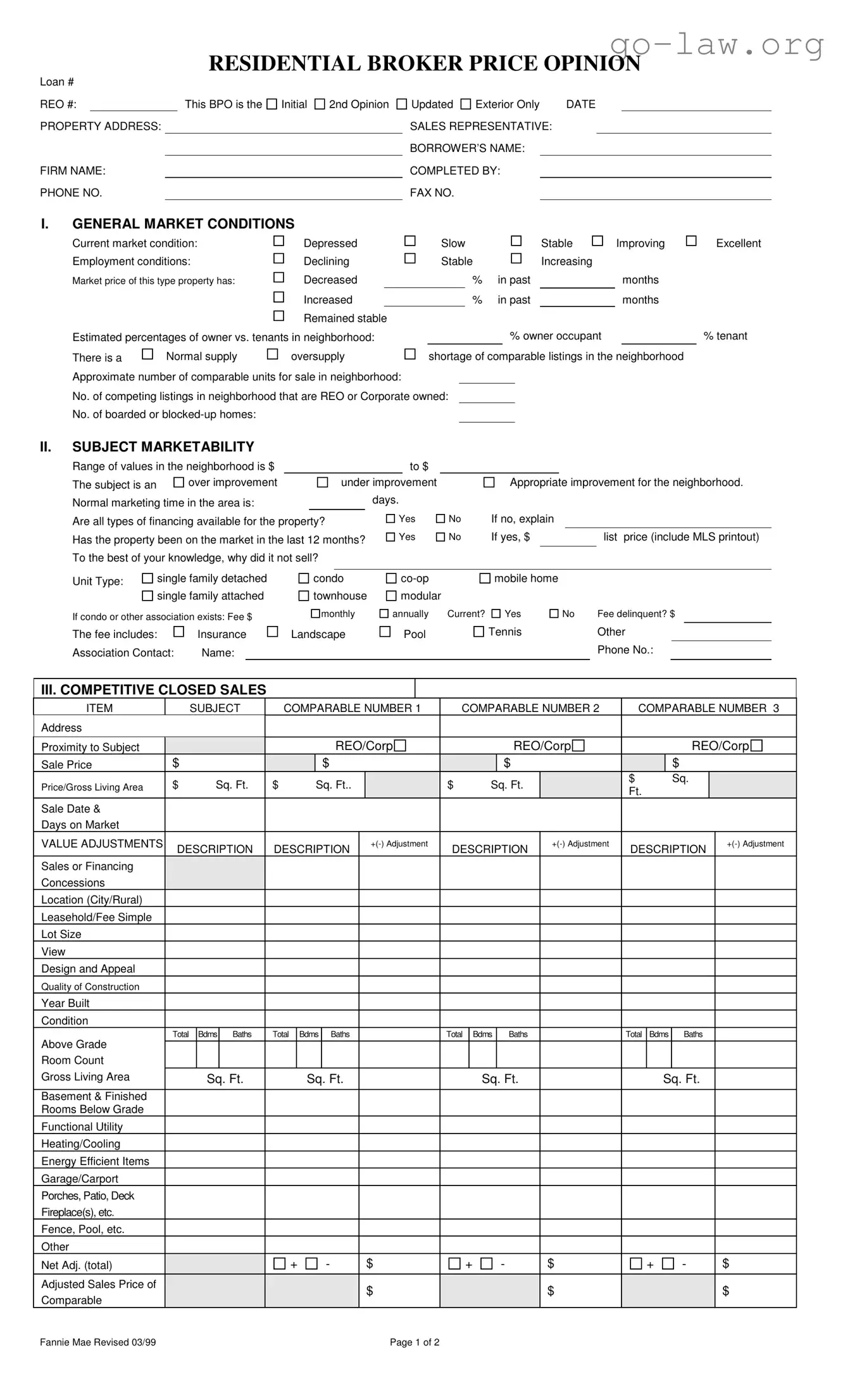 Download Broker Price Opinion Form in PDF