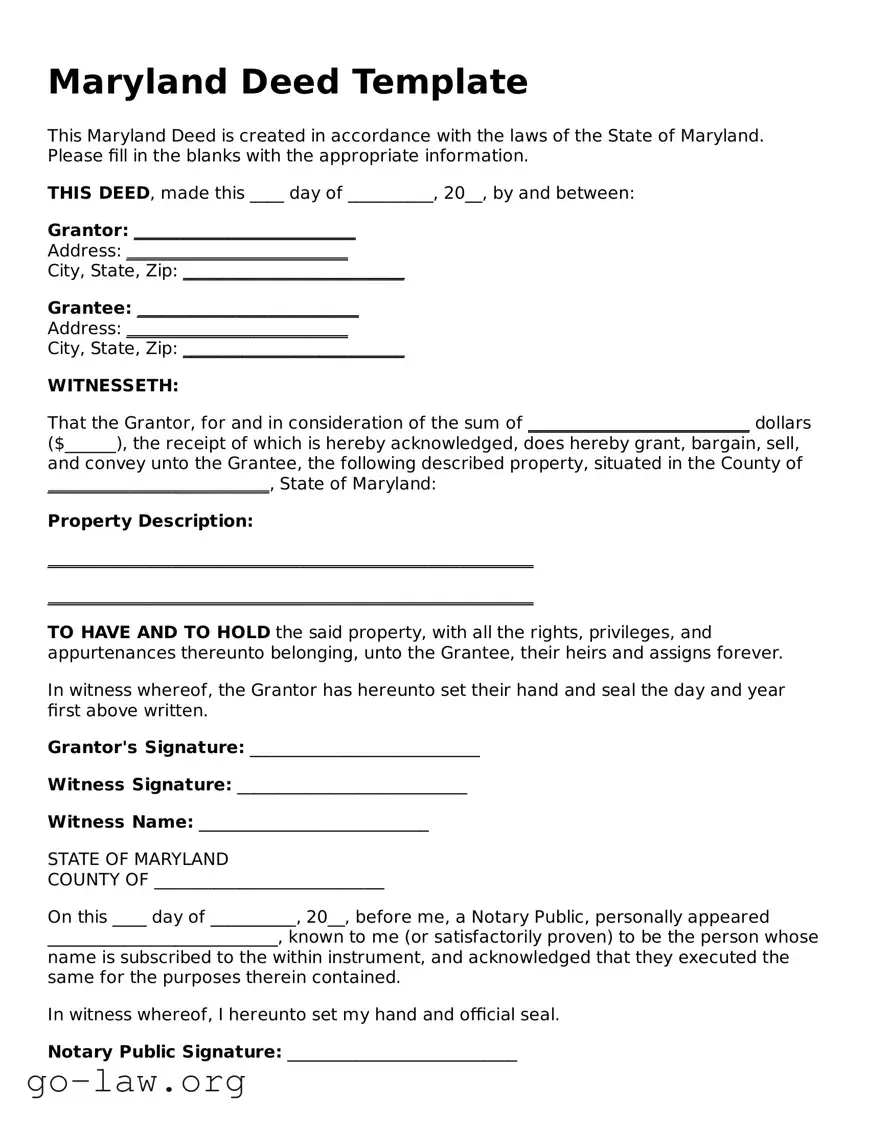 Fillable Maryland Deed Form