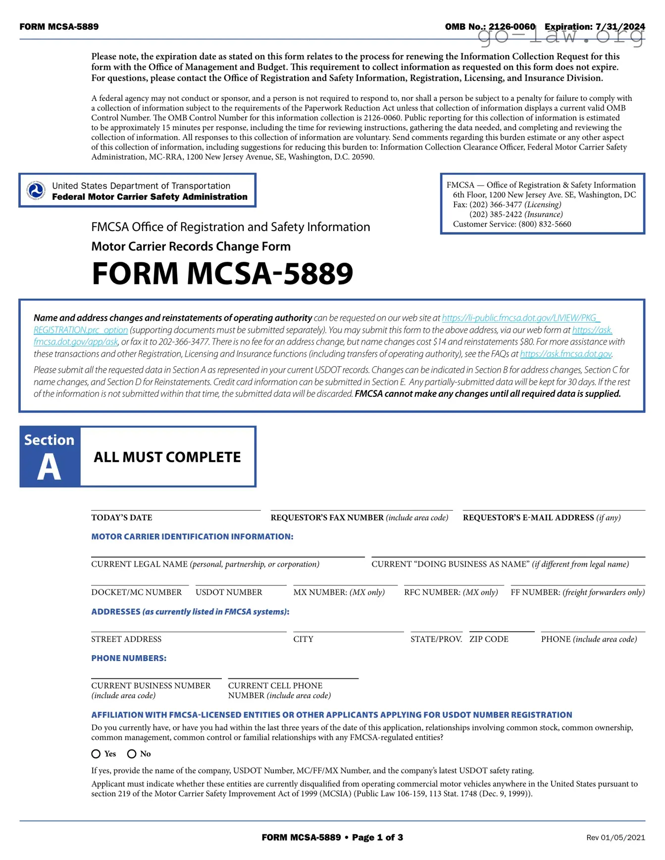 Download Mcsa 5889 Form in PDF