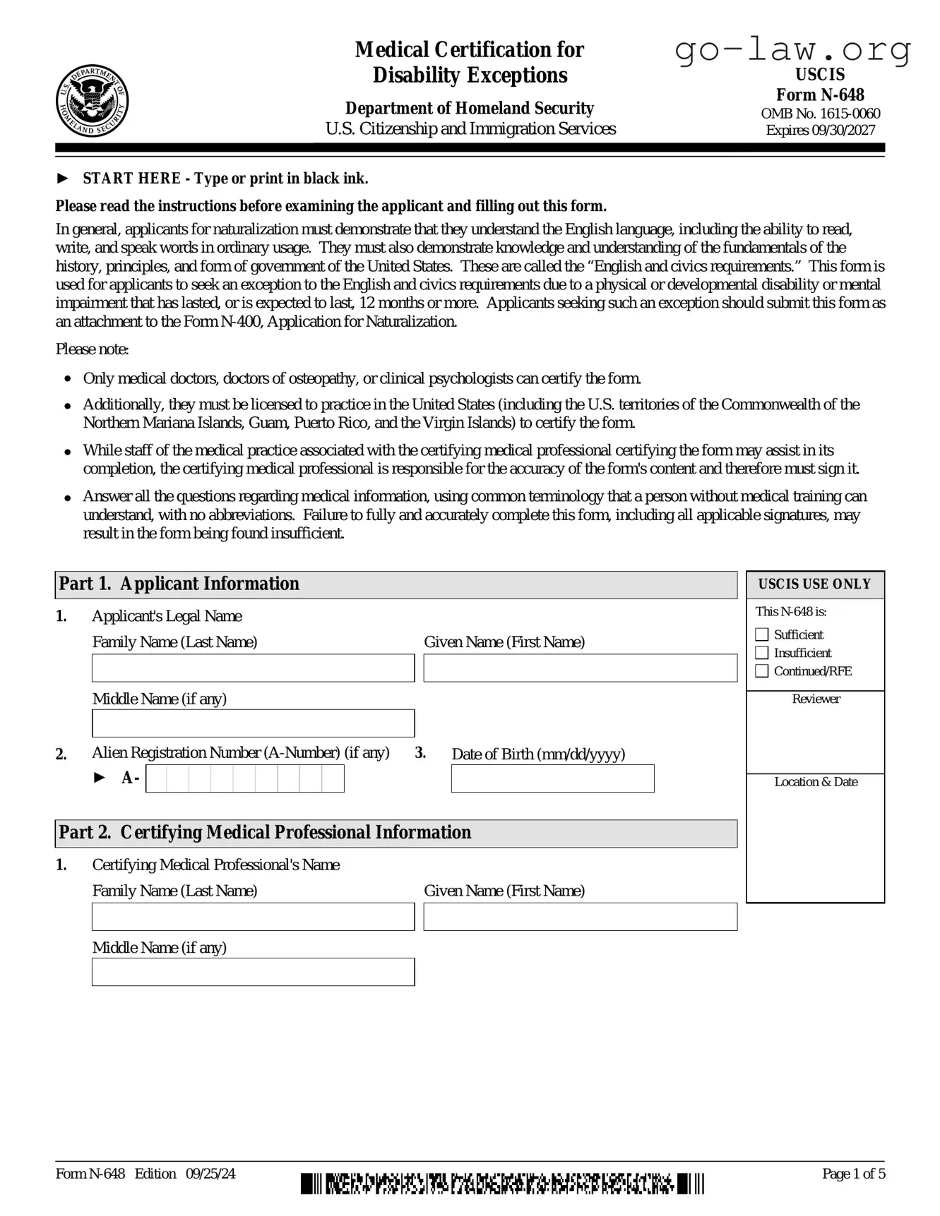 Download USCIS N-648 Form in PDF