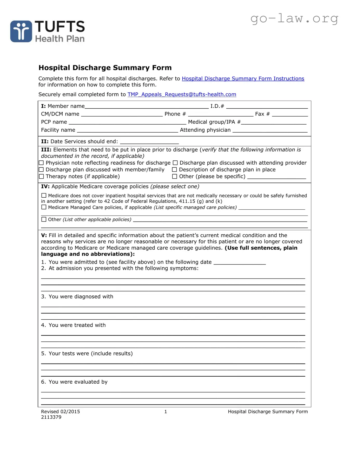 Download Hospital Discharge Form in PDF