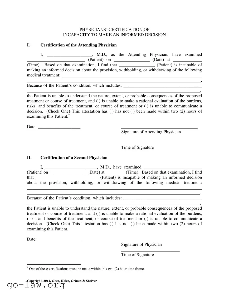 Download Certification Of Incapacity Form in PDF
