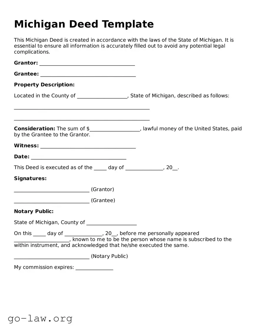 Fillable Michigan Deed Form
