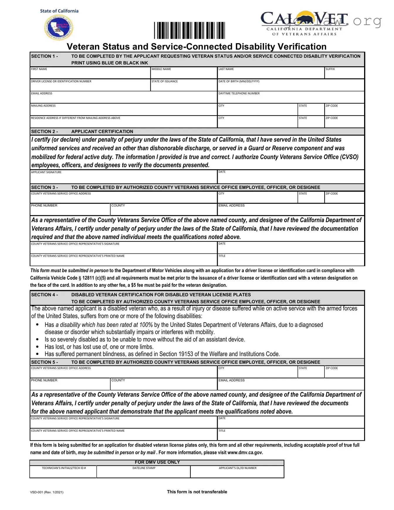 Download Vsd 001 Form in PDF