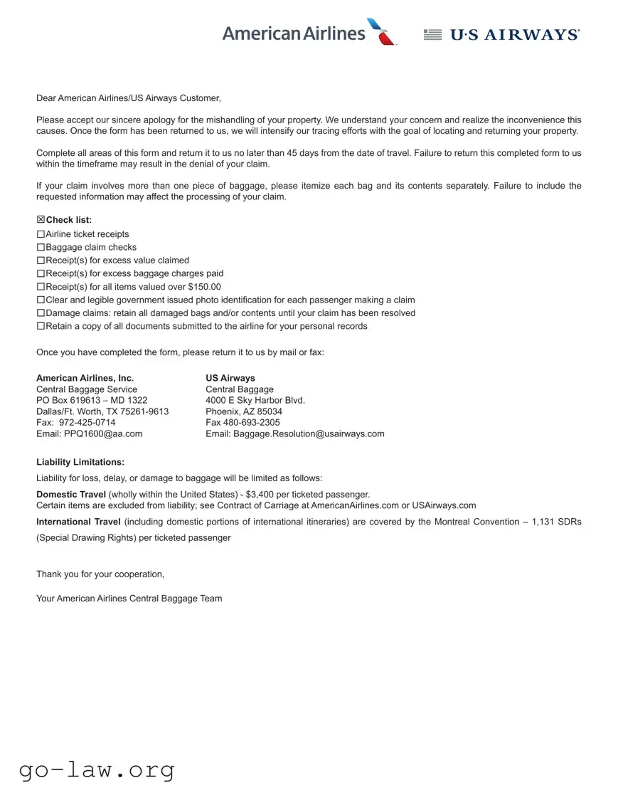 Download Claim Passenger Property Form in PDF