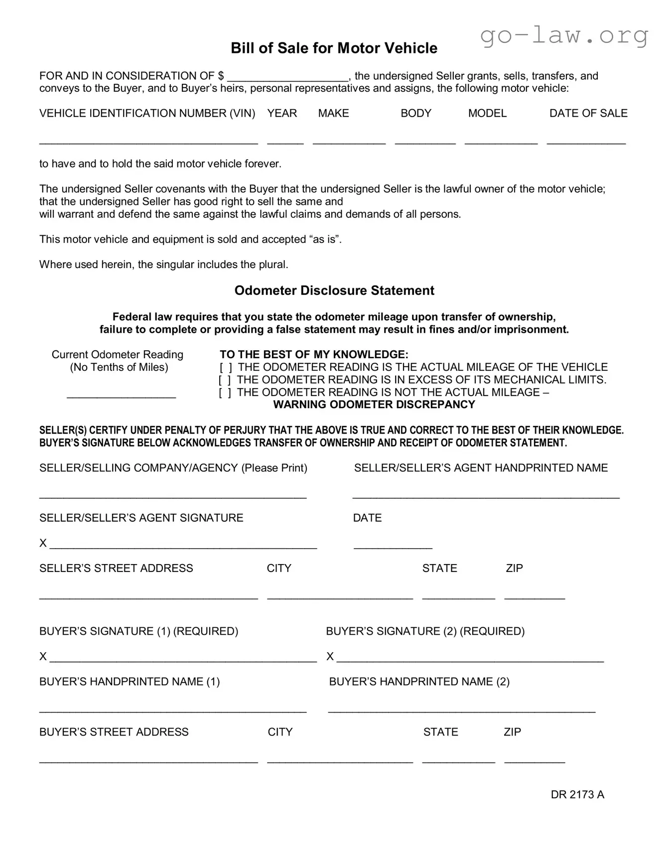 Download Dr 2173 A Form in PDF
