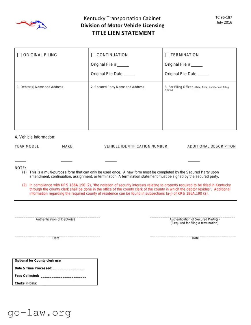 Download Kentucky Tc 96 187 Form in PDF
