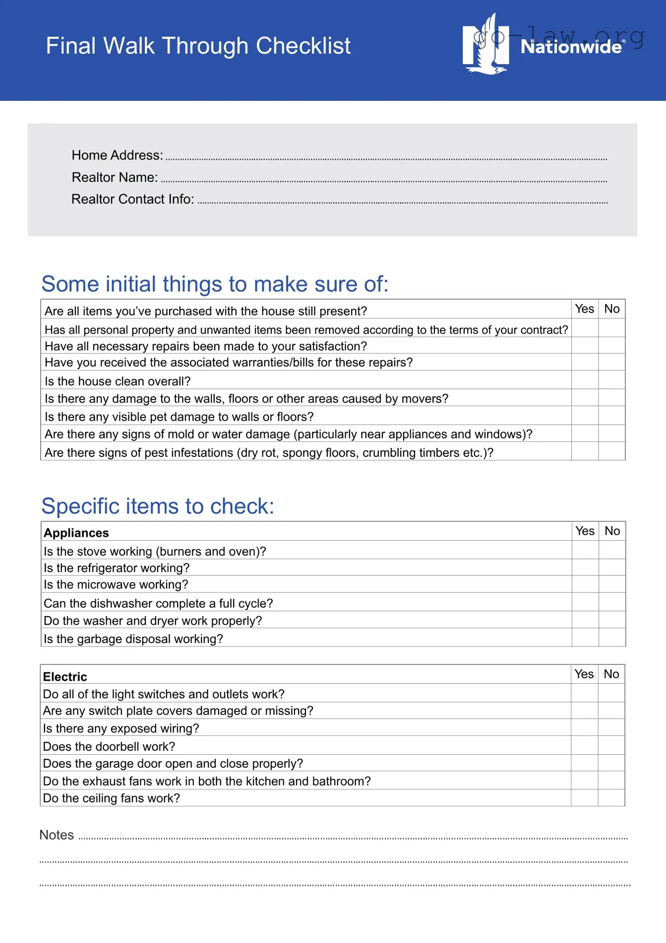 Download Final Walk Through Checklist Form in PDF