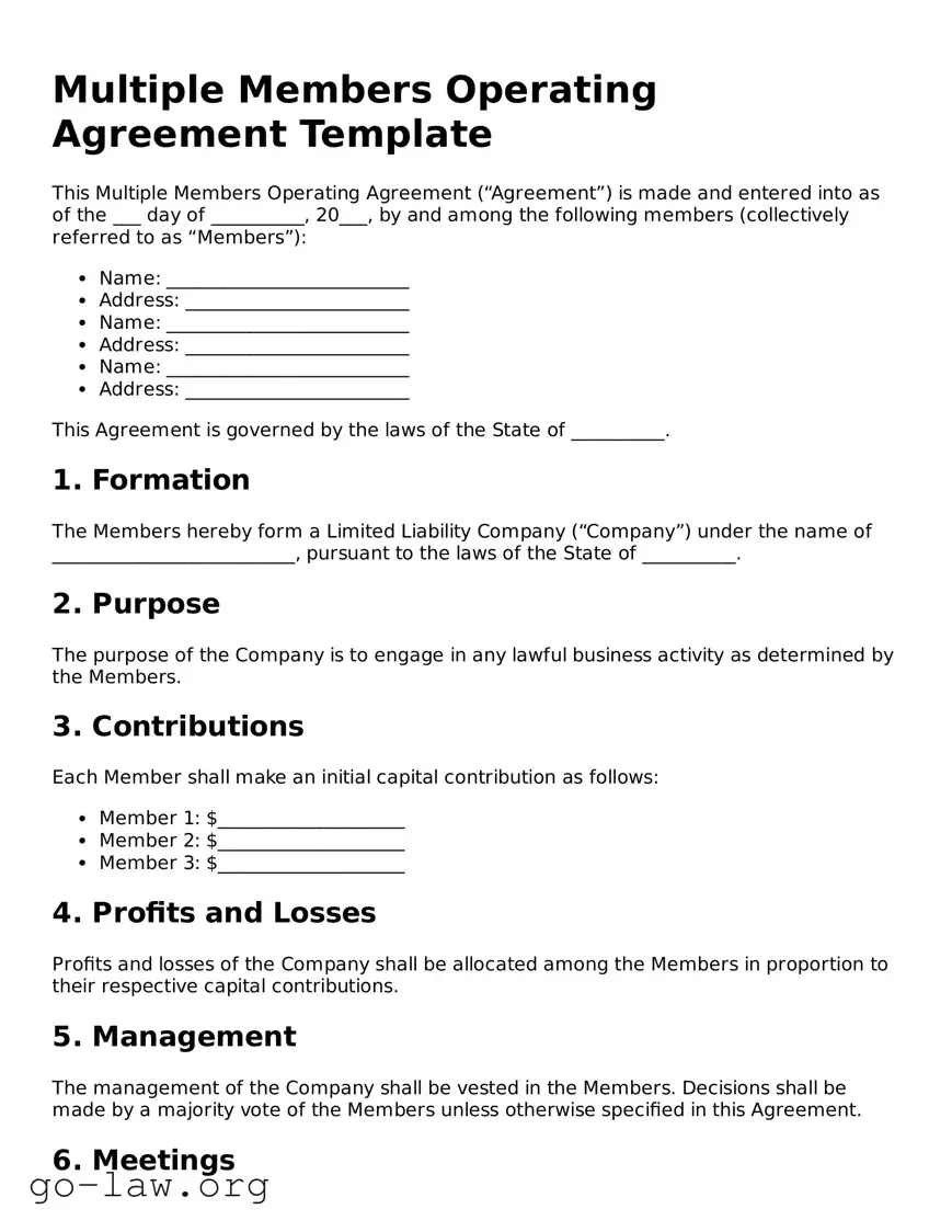 Blank Multiple Members Operating Agreement Template