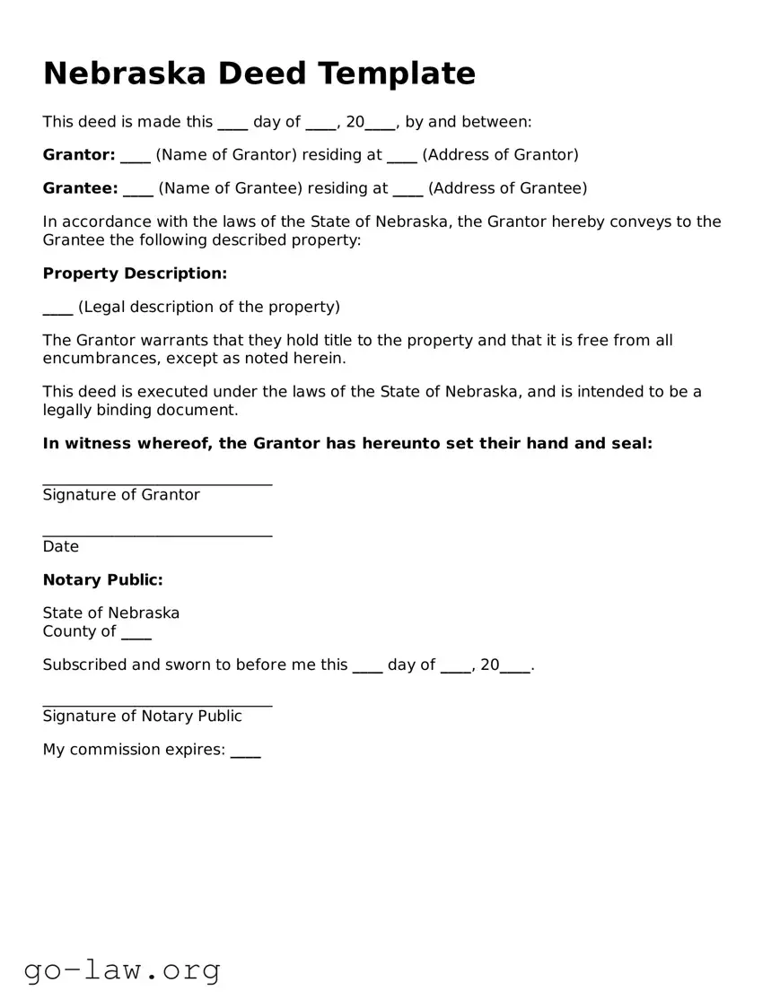 Fillable Nebraska Deed Form