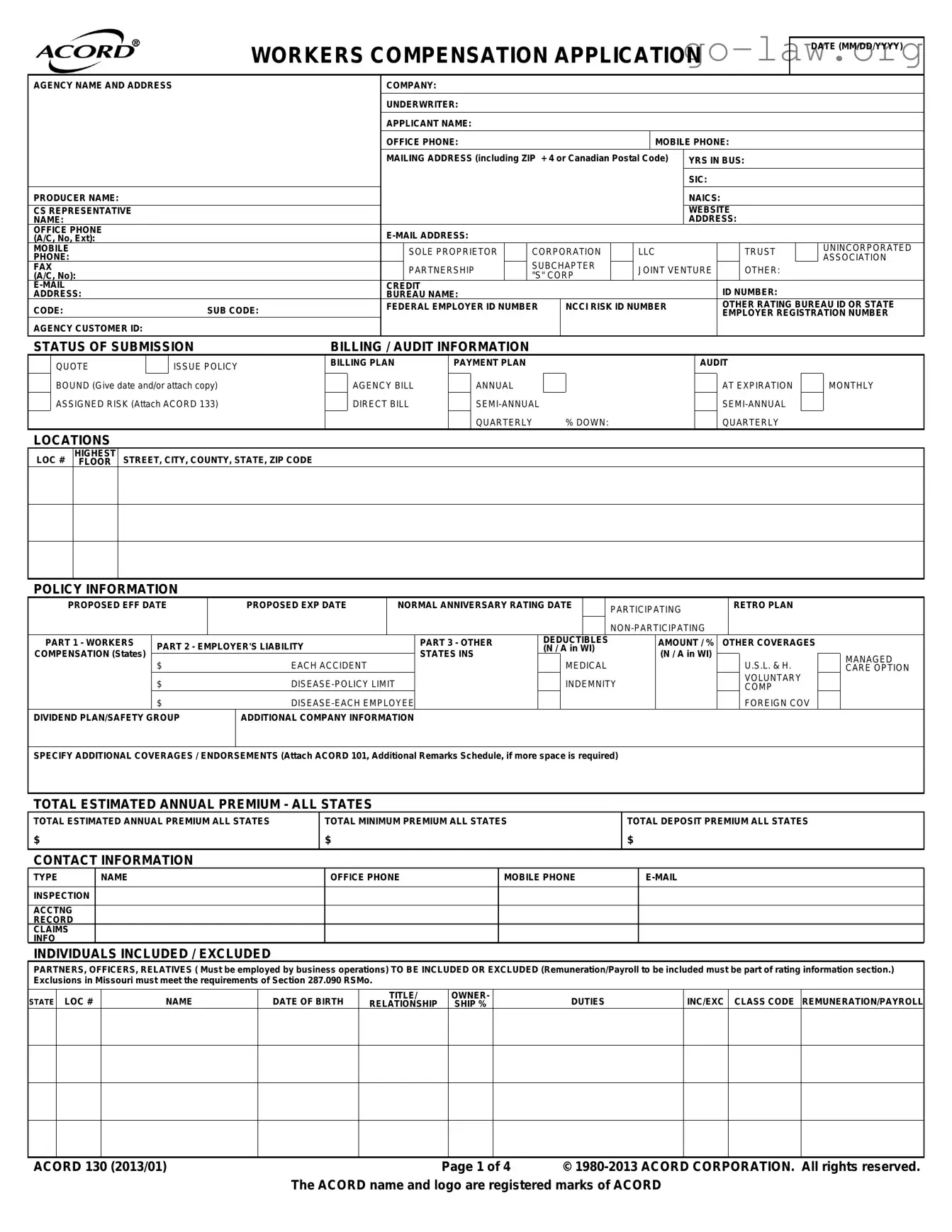 Download Acord 130 Form in PDF