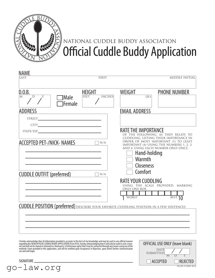 Download Cuddle Buddy Application Form in PDF