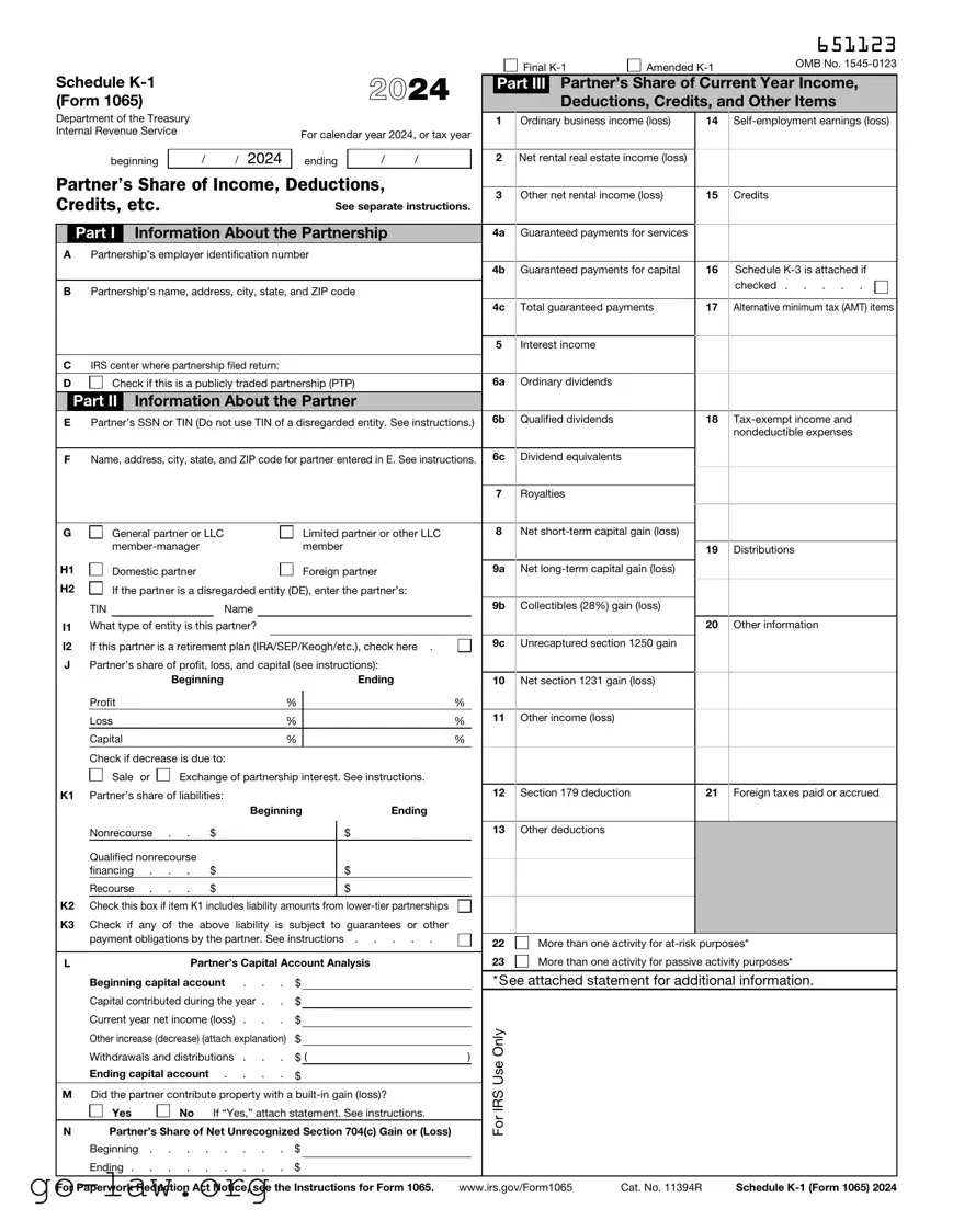 Download IRS Schedule K-1 1065 Form in PDF