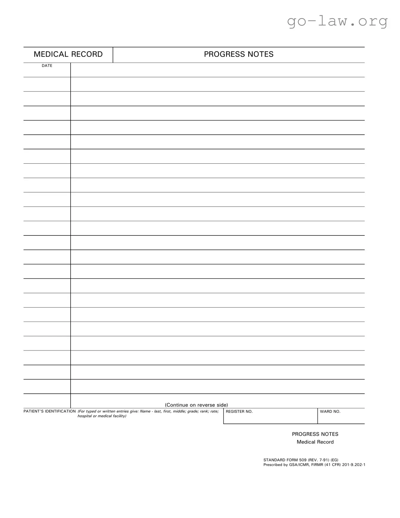 Download Progress Notes Form in PDF