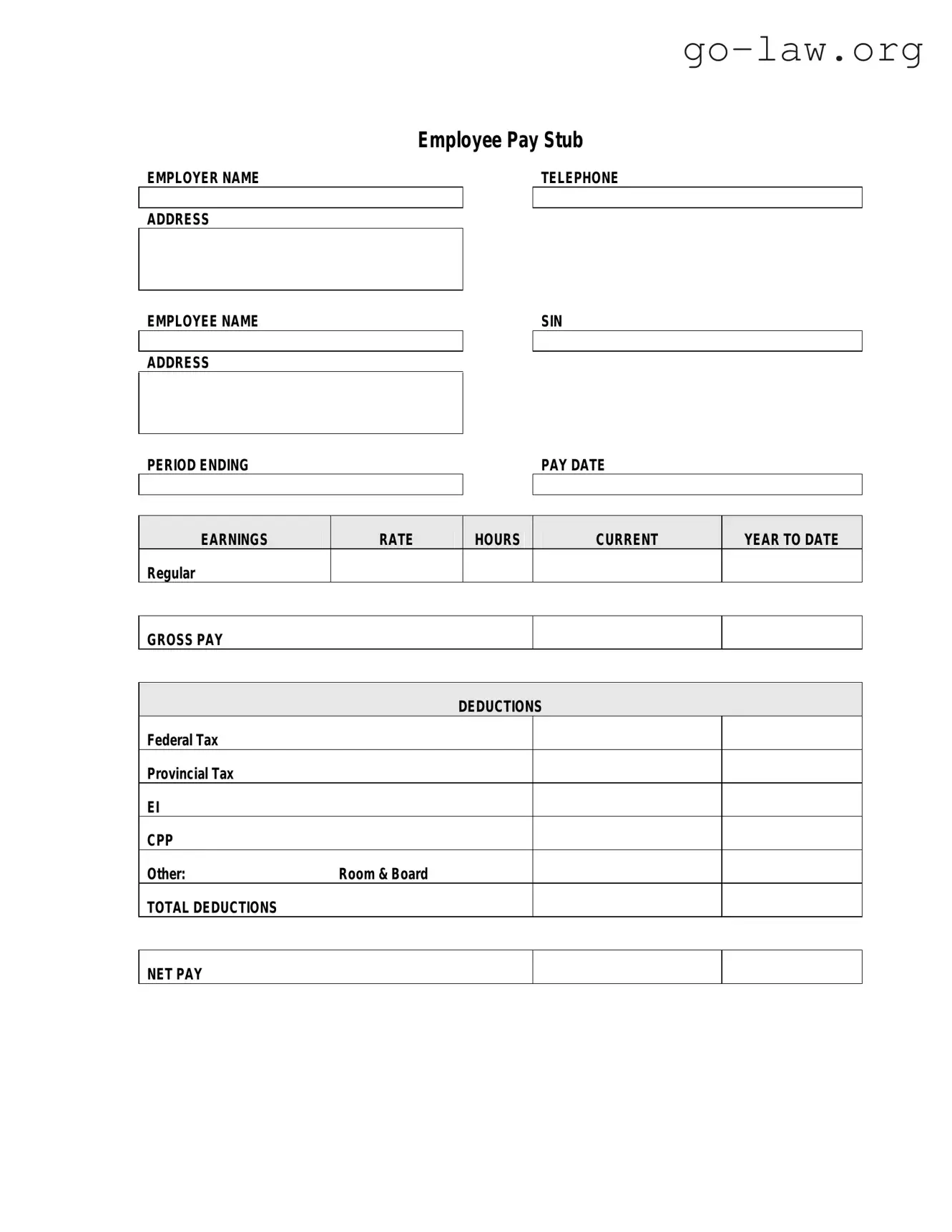 Download Pay Stub Form in PDF