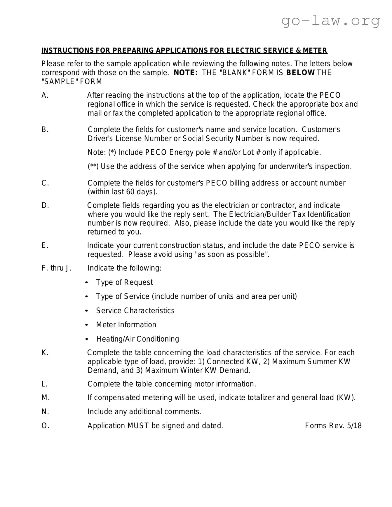 Download Peco Service And Meter Application Form in PDF