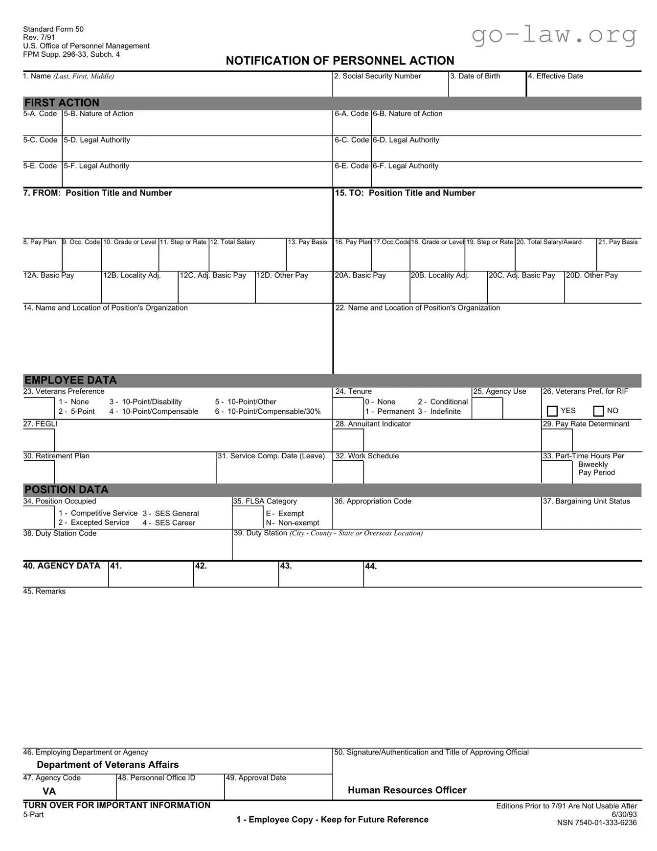 Download Sf 50 Form in PDF